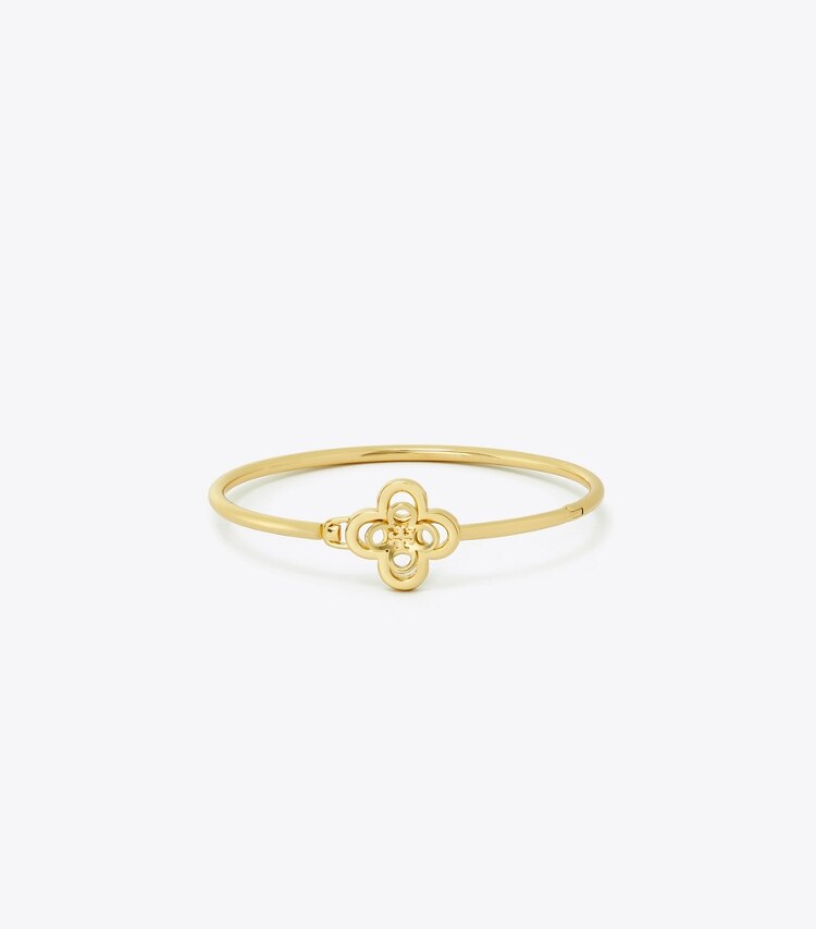 TORY BURCH KIRA CLOVER HINGE BRACELET - Tory Gold - Click Image to Close