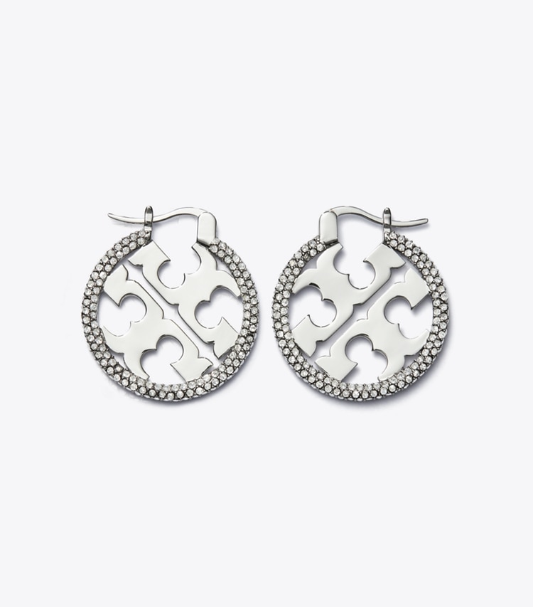 TORY BURCH MILLER PAVe HOOP EARRING - Tory Silver / Crystal