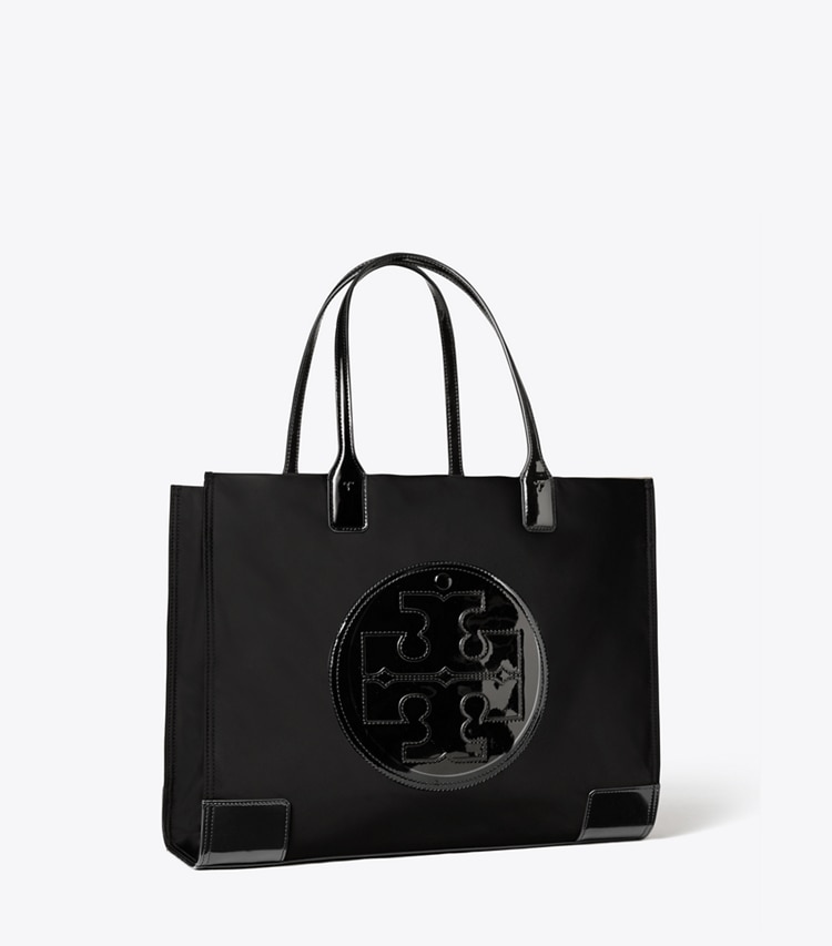 TORY BURCH SMALL ELLA PATENT TOTE BAG - Black