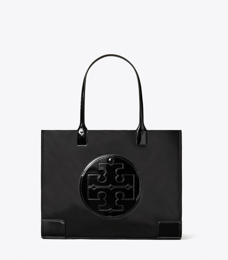 TORY BURCH SMALL ELLA PATENT TOTE BAG - Black