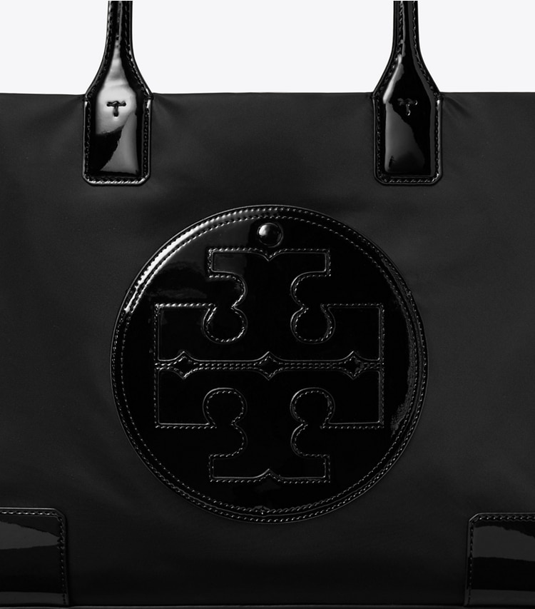 TORY BURCH SMALL ELLA PATENT TOTE BAG - Black