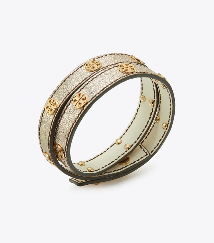 TORY BURCH MILLER DOUBLE-WRAP BRACELET - Tory Gold / White Gold