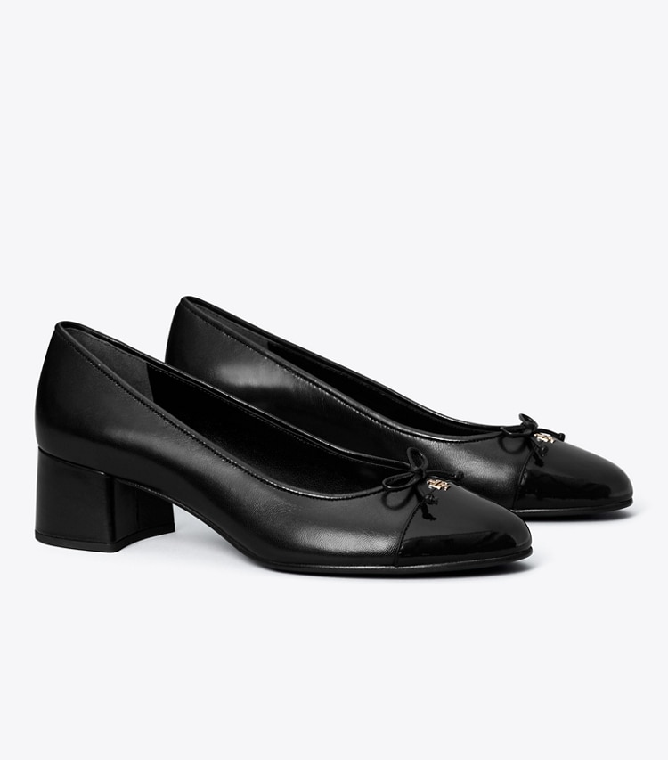 TORY BURCH CAP-TOE PUMP - Perfect Black / Perfect Black