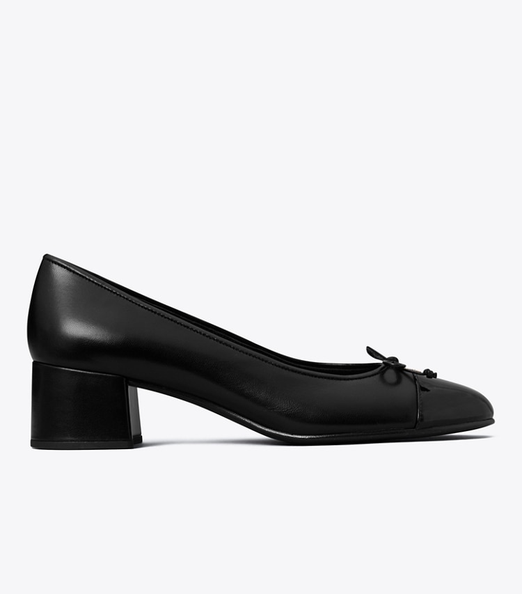 TORY BURCH CAP-TOE PUMP - Perfect Black / Perfect Black