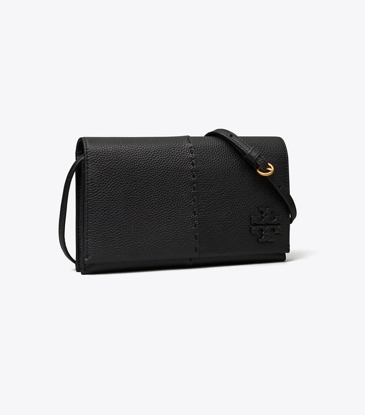 TORY BURCH MCGRAW WALLET CROSSBODY - Black - Click Image to Close