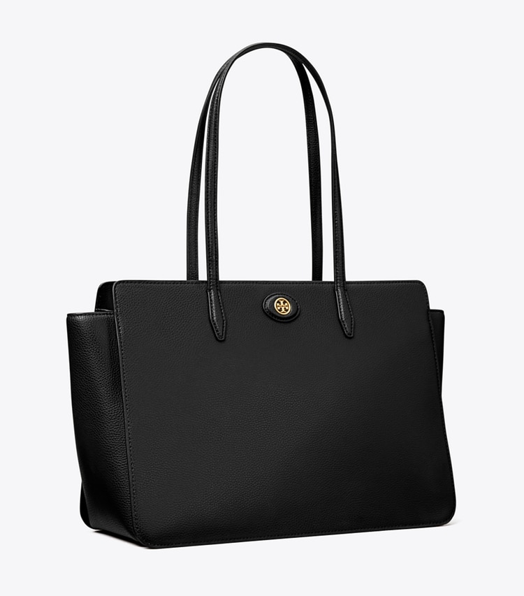 TORY BURCH ROBINSON PEBBLED TOTE - Black