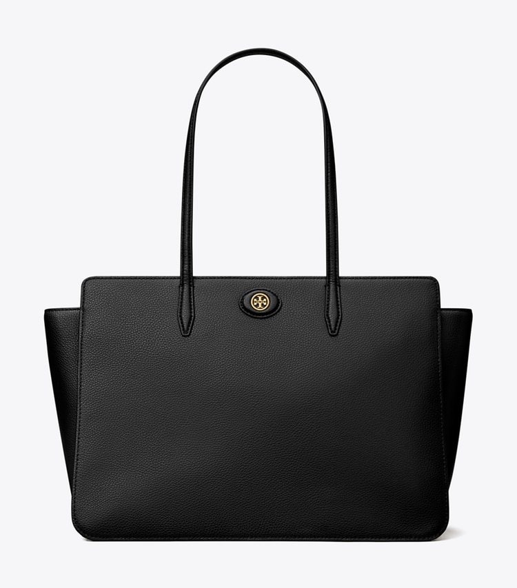 TORY BURCH ROBINSON PEBBLED TOTE - Black