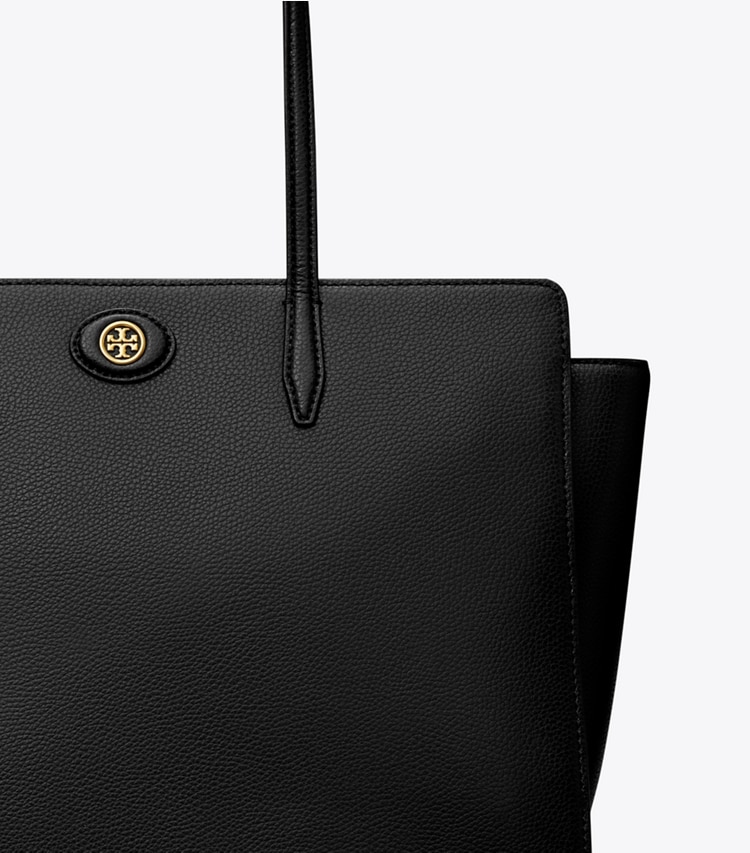 TORY BURCH ROBINSON PEBBLED TOTE - Black