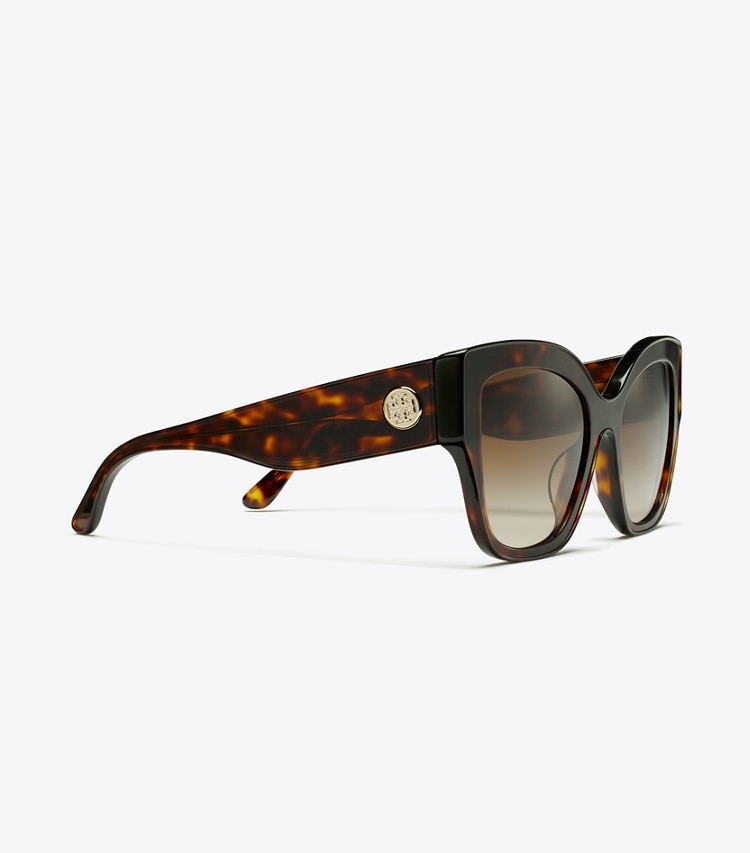 TORY BURCH OVERSIZED CAT-EYE SUNGLASSES - Dark Tortoise/Brown Gradient