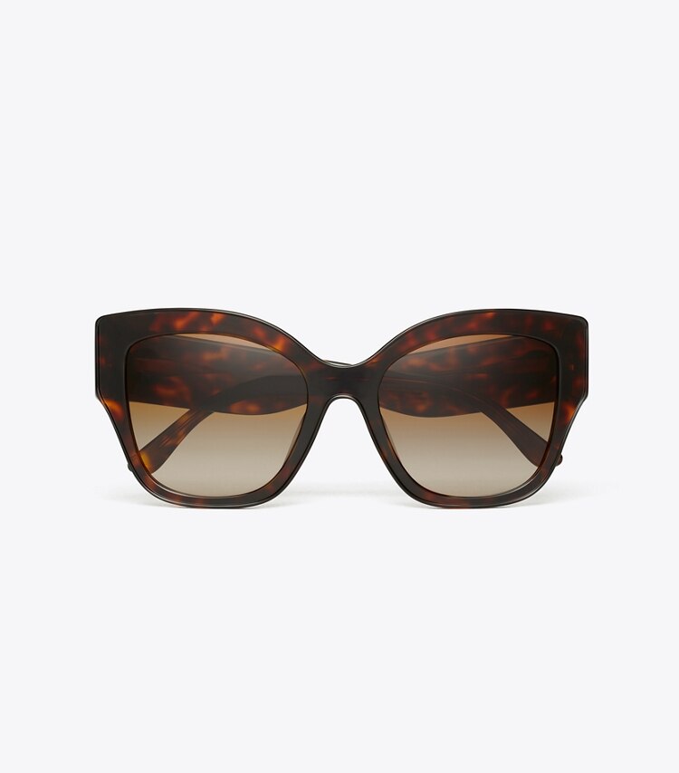 TORY BURCH OVERSIZED CAT-EYE SUNGLASSES - Dark Tortoise/Brown Gradient