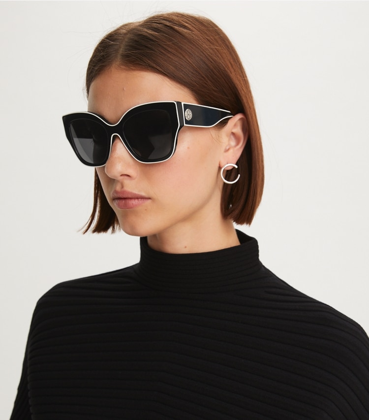 TORY BURCH OVERSIZED CAT-EYE SUNGLASSES - Dark Tortoise/Brown Gradient