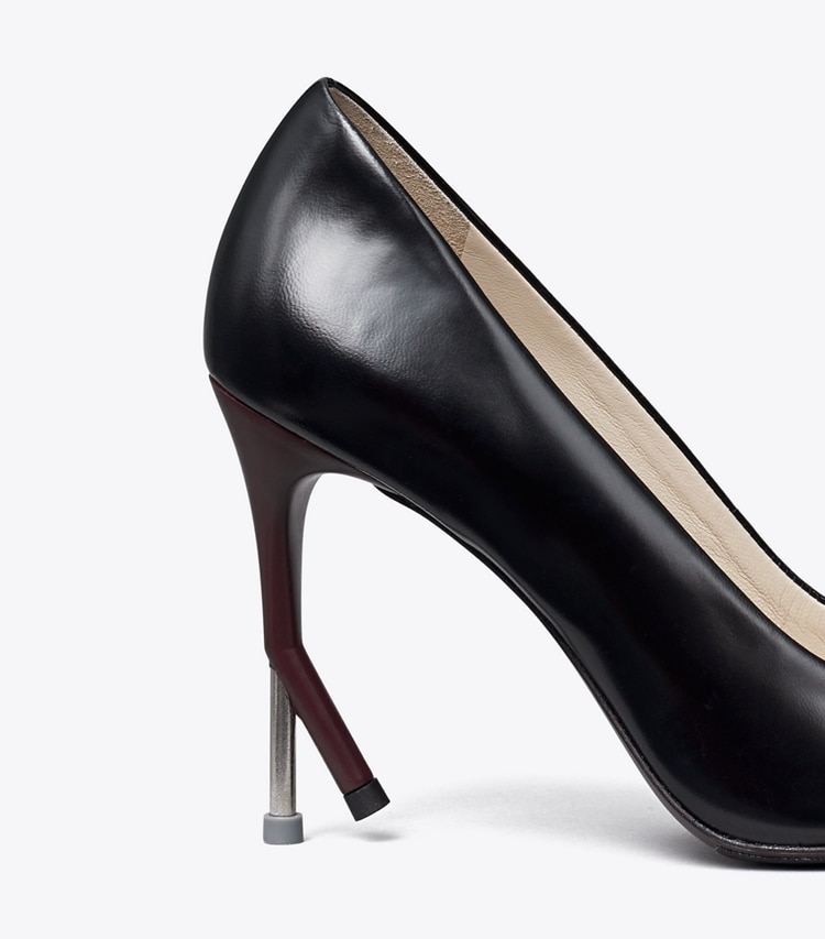 TORY BURCH BROKEN HEEL PUMP - Perfect Black / Dark Carmine