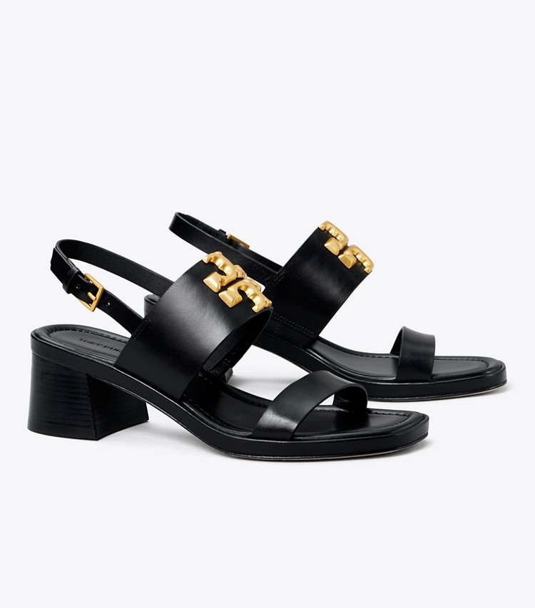 TORY BURCH ELEANOR HEEL SANDAL - Perfect Black