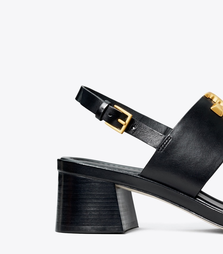 TORY BURCH ELEANOR HEEL SANDAL - Perfect Black