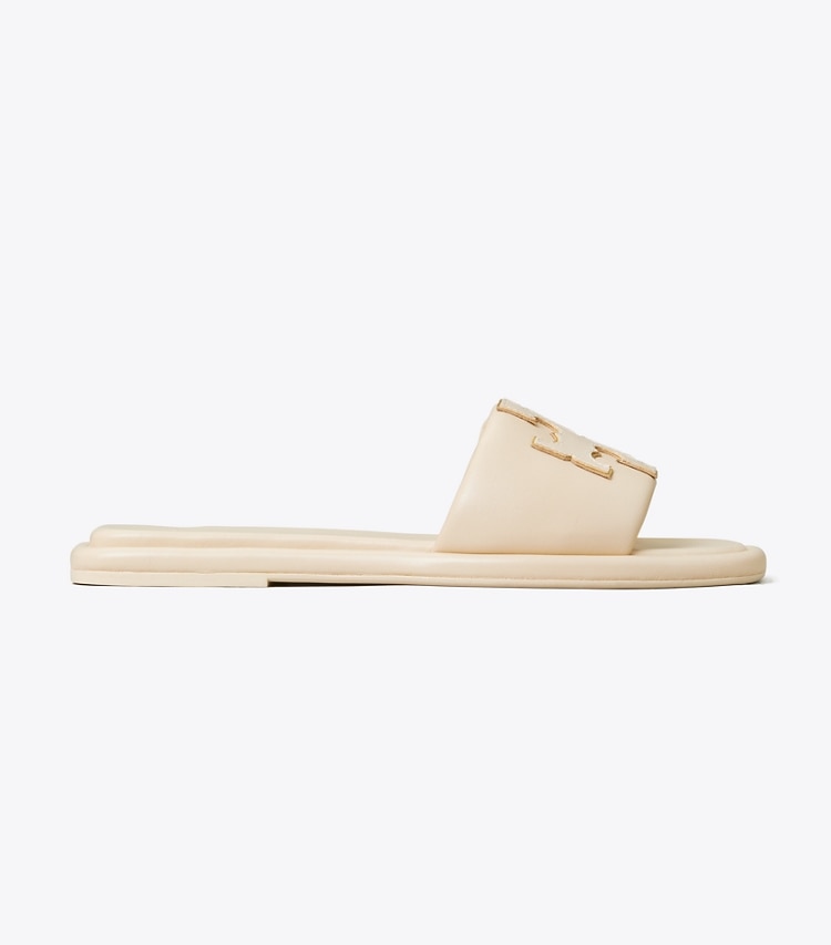 TORY BURCH DOUBLE T SPORT SLIDE - Dulce De Leche / Gold