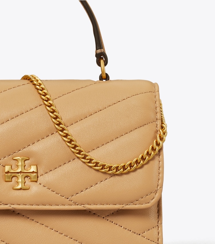 TORY BURCH MINI KIRA CHEVRON TOP HANDLE CHAIN WALLET - Desert Dune