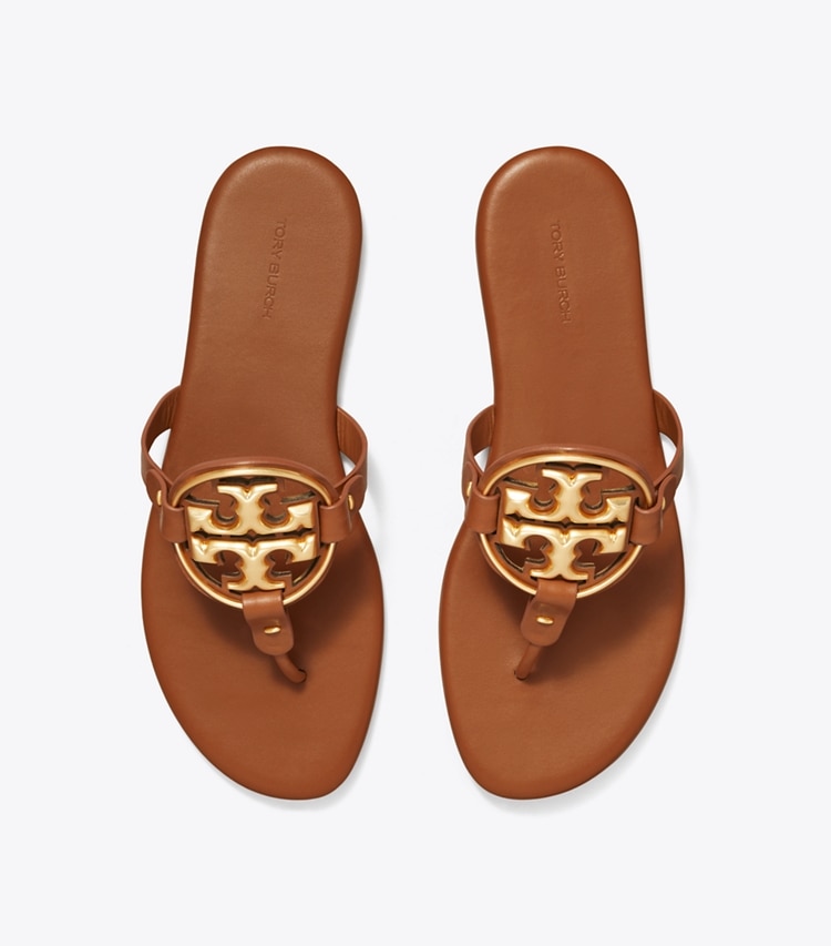 TORY BURCH MILLER SOFT METAL LOGO SANDAL - Bourbon Miele