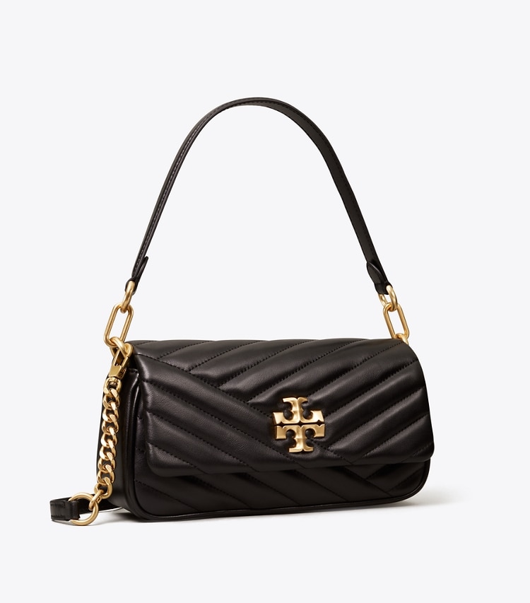 TORY BURCH SMALL KIRA CHEVRON FLAP SHOULDER BAG - Black - Click Image to Close