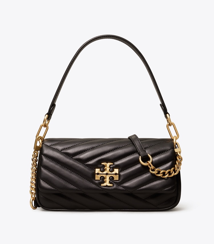 TORY BURCH SMALL KIRA CHEVRON FLAP SHOULDER BAG - Black