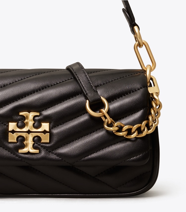 TORY BURCH SMALL KIRA CHEVRON FLAP SHOULDER BAG - Black