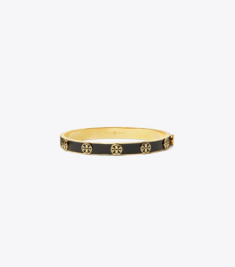 TORY BURCH MILLER STUD ENAMEL HINGED BRACELET - Tory Gold / Black