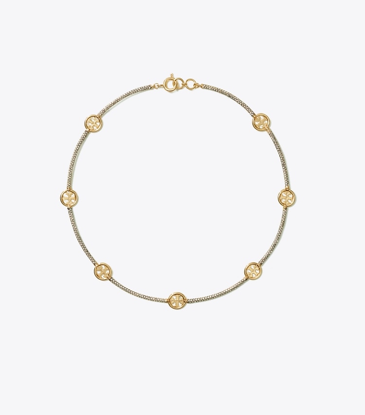 TORY BURCH MILLER PAVe NECKLACE - Tory Gold / Crystal - Click Image to Close