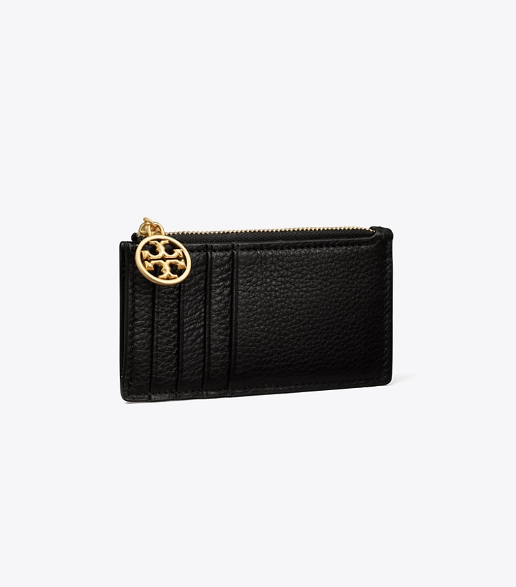 TORY BURCH MILLER TOP-ZIP CARD CASE - Black