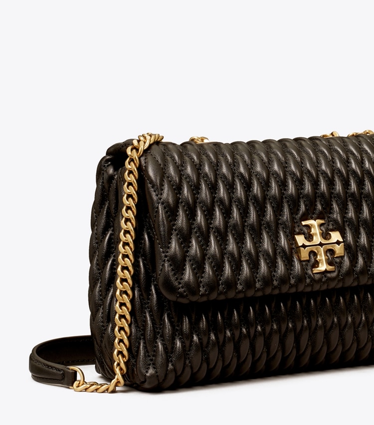 TORY BURCH SMALL KIRA RUCHED CONVERTIBLE SHOULDER BAG - Black / Gold