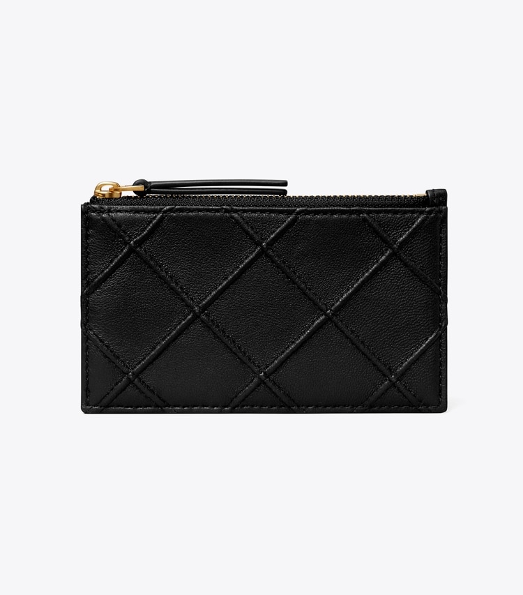 TORY BURCH FLEMING SOFT ZIP CARD CASE - Black