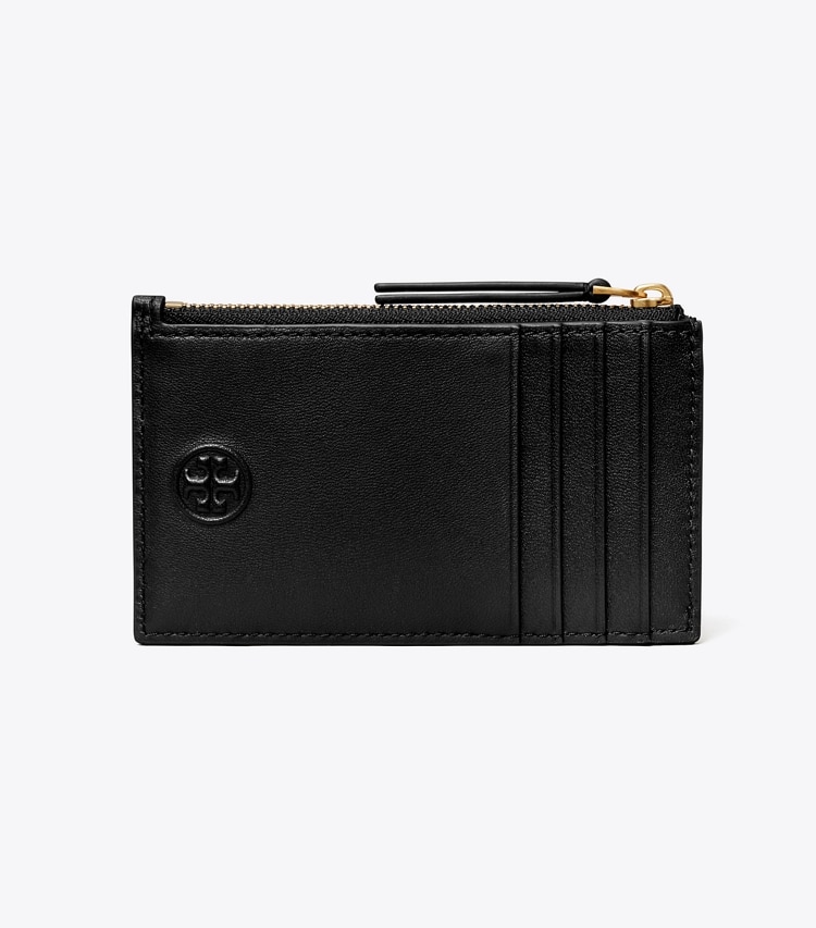 TORY BURCH FLEMING SOFT ZIP CARD CASE - Black