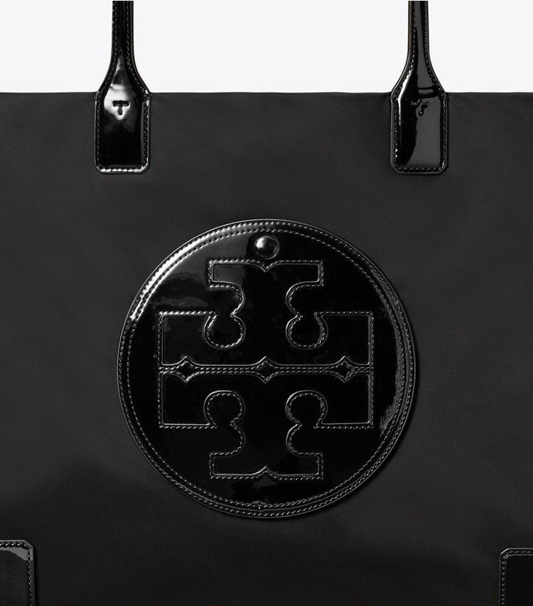 TORY BURCH ELLA PATENT TOTE BAG - Black