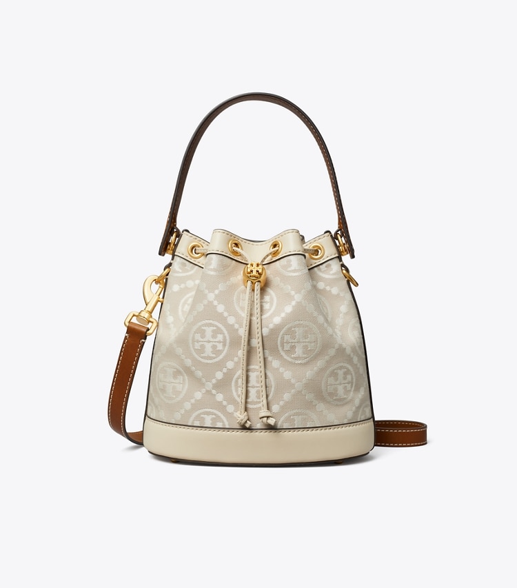 TORY BURCH T MONOGRAM BUCKET BAG - Ivory