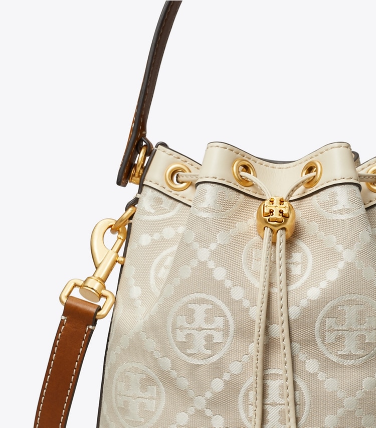 TORY BURCH T MONOGRAM BUCKET BAG - Ivory