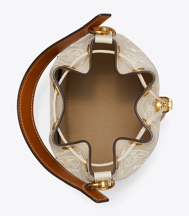 TORY BURCH T MONOGRAM BUCKET BAG - Ivory