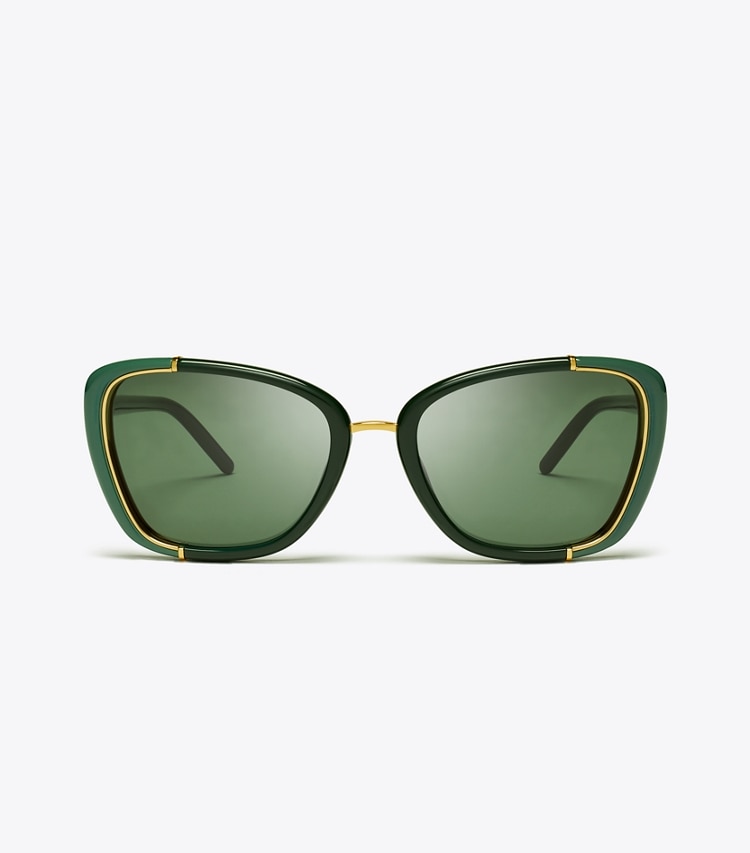 TORY BURCH ELEANOR CAT-EYE SUNGLASSES - Green/Dark Green