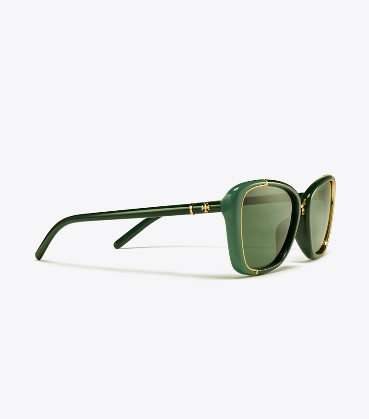 TORY BURCH ELEANOR CAT-EYE SUNGLASSES - Green/Dark Green