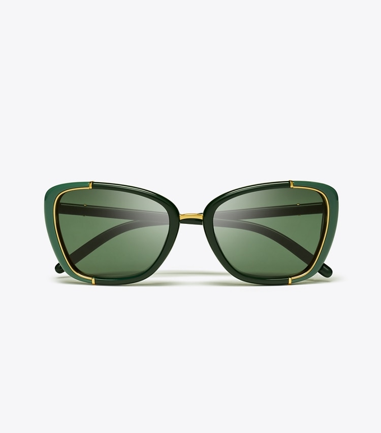 TORY BURCH ELEANOR CAT-EYE SUNGLASSES - Green/Dark Green