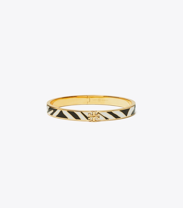 TORY BURCH KIRA ENAMEL 7MM BRACELET - Tory Gold / Zebra - Click Image to Close