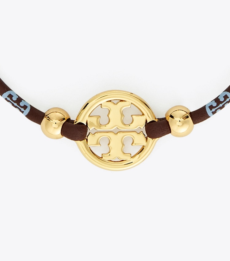 TORY BURCH T MONOGRAM MILLER SLIDER BRACELET - Tory Gold / Chocolate / Lavender