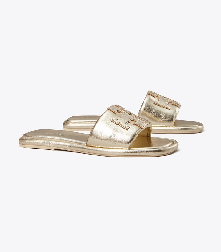 TORY BURCH DOUBLE T SPORT SLIDE - Spark Gold