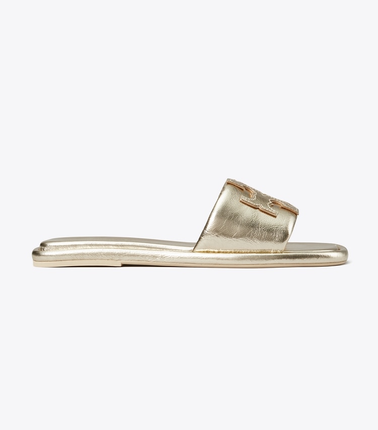 TORY BURCH DOUBLE T SPORT SLIDE - Spark Gold