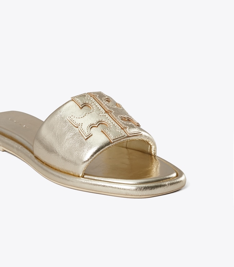 TORY BURCH DOUBLE T SPORT SLIDE - Spark Gold