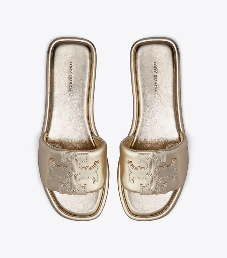 TORY BURCH DOUBLE T SPORT SLIDE - Spark Gold