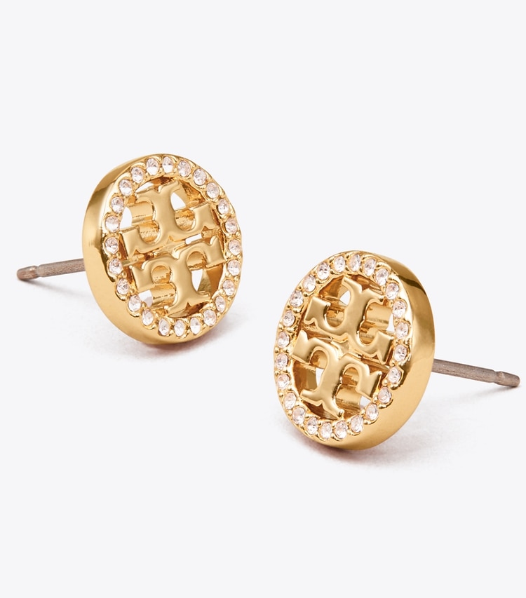 TORY BURCH MILLER PAVe STUD EARRING - Tory Gold/Crystal