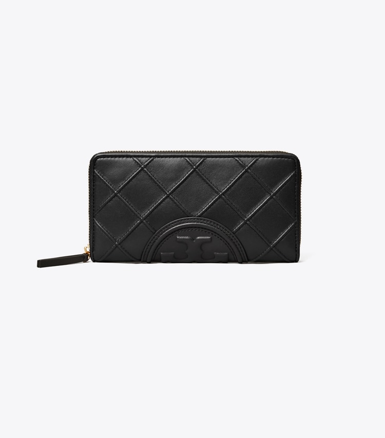 TORY BURCH FLEMING SOFT ZIP CONTINENTAL WALLET - Black