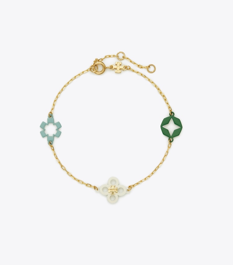 TORY BURCH KIRA CLOVER ENAMEL BRACELET - Tory Gold / Multi