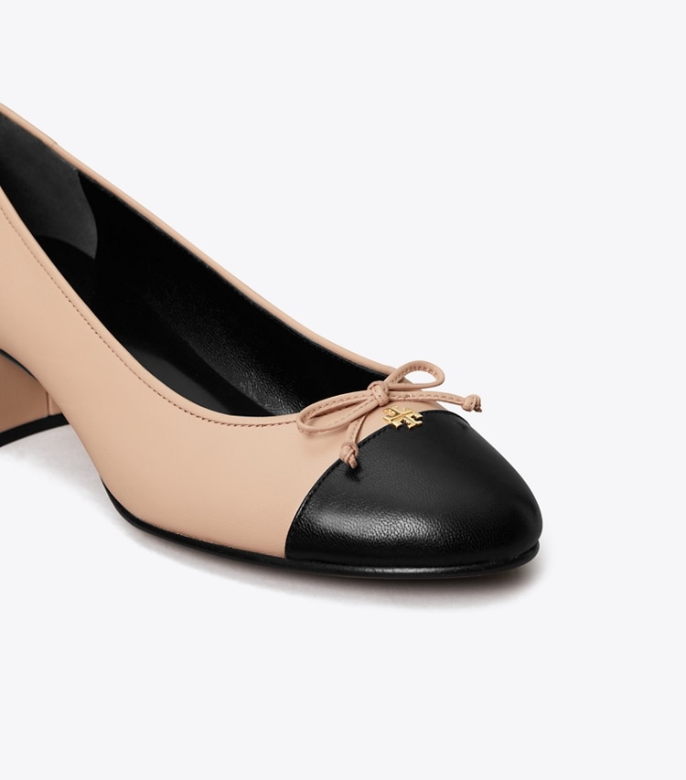 TORY BURCH CAP-TOE PUMP - Rose Pink / Perfect Black