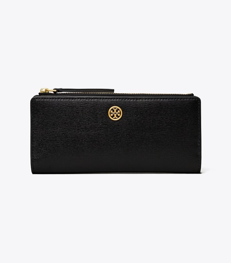 TORY BURCH ROBINSON ZIP SLIM WALLET - Black