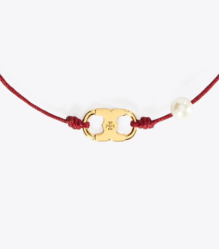 TORY BURCH EMBRACE AMBITION BRACELET - Tory Gold / Burgundy / Cream