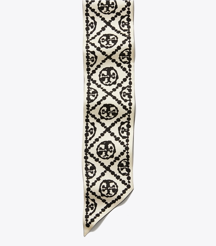 TORY BURCH PAINTED T MONOGRAM RIBBON TIE - Blobby T Monogram Beige